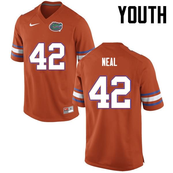 Youth NCAA Florida Gators Keanu Neal #42 Stitched Authentic Nike Orange College Football Jersey YZU1765ME